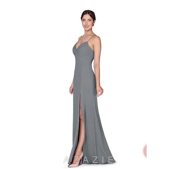 Azazie Hailey Steel Grey Bridesmaid Dress A6 - Picture 3 of 3